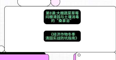 第8节：【大棚蔬菜草莓】闷棚清园与土壤消毒的&ldquo;桑拿浴&rdquo;，课程：《经济作物冬季清园&middot;实战防坑指南》#识农AI